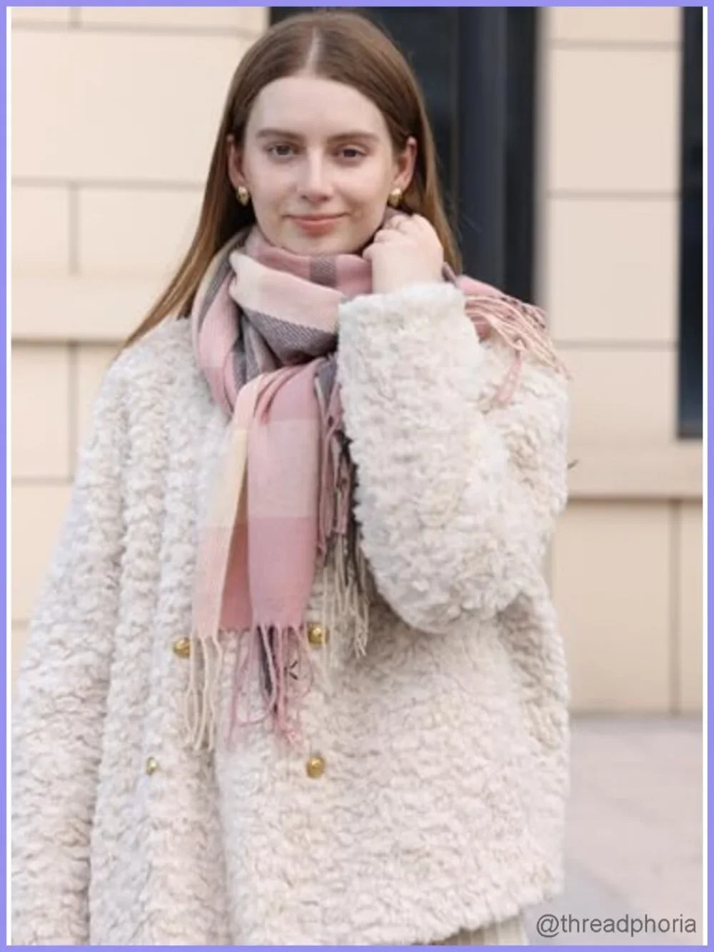 Women's Knit Plaid Long Scarf Shawl Wrap Winter Warm Heavyweight Cotton
